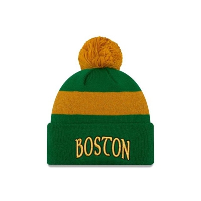 Boston Celtics Gorra | New Era 2019 NBA Authentics City Series Pom Knit Beanie Mexico - Verdes